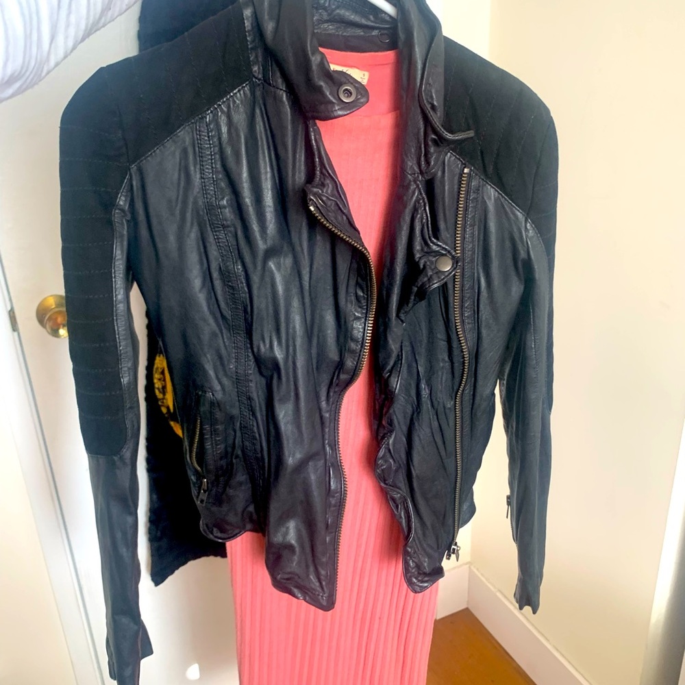 Muubaa Leather Jacket with suede sleeves sz 0